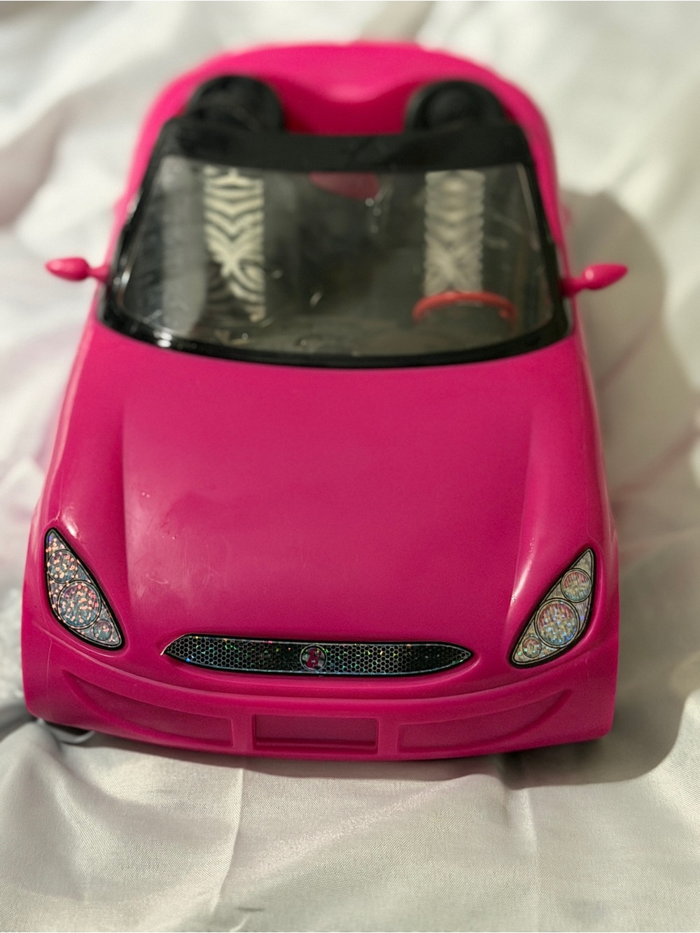 Barbie Bright Pink Convertible Toy Car for Kids by